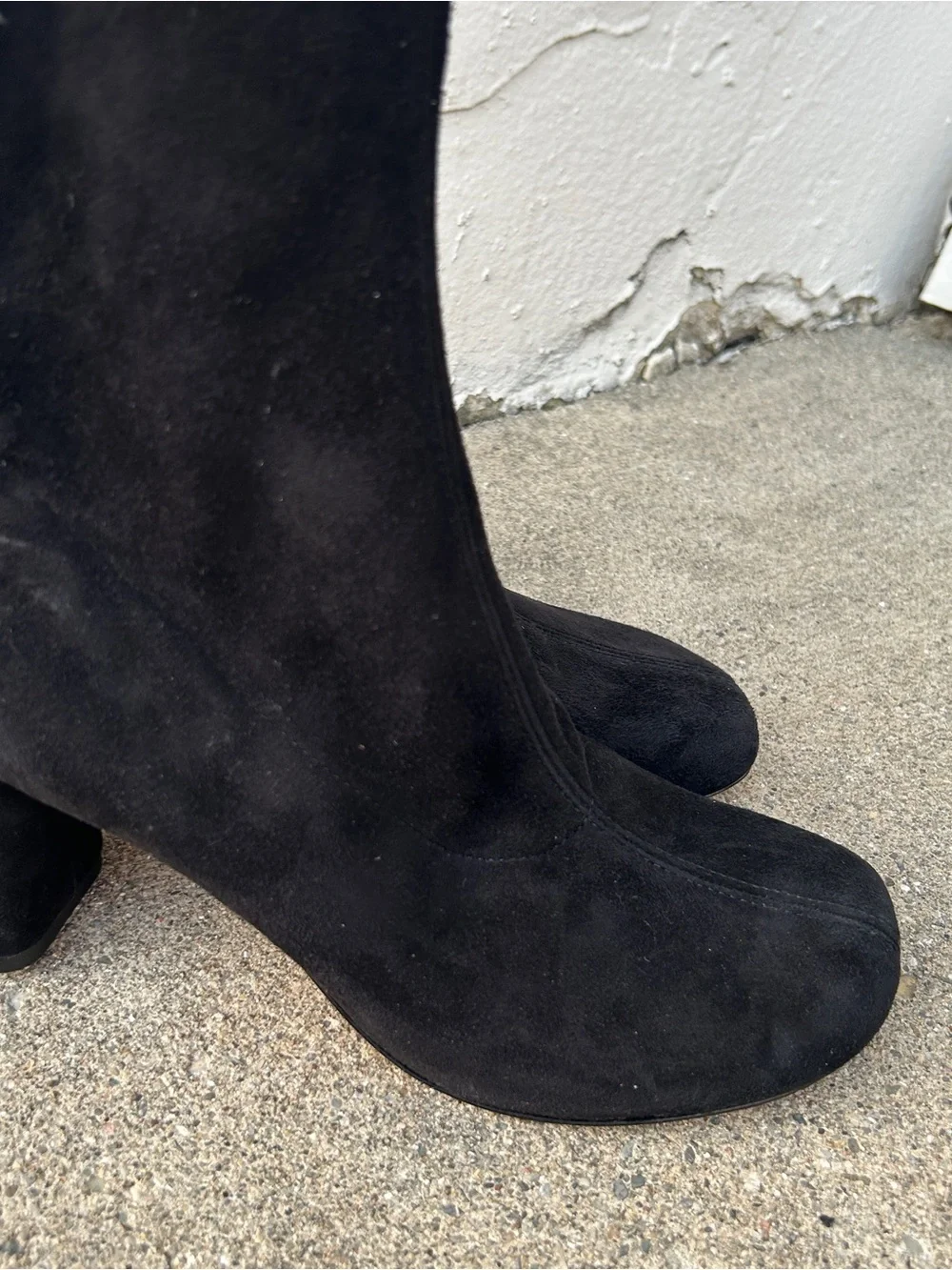 Reformation Belinda Knee High Boots Black Stretch Suede Size 7 Women